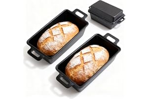Erdisc 9x5 Inch Cast Iron Loaf Pan with Lid, Pre-Seasoned for Sourdough and Homemade Baking, Heavy Duty Nonstick, Oven Safe B