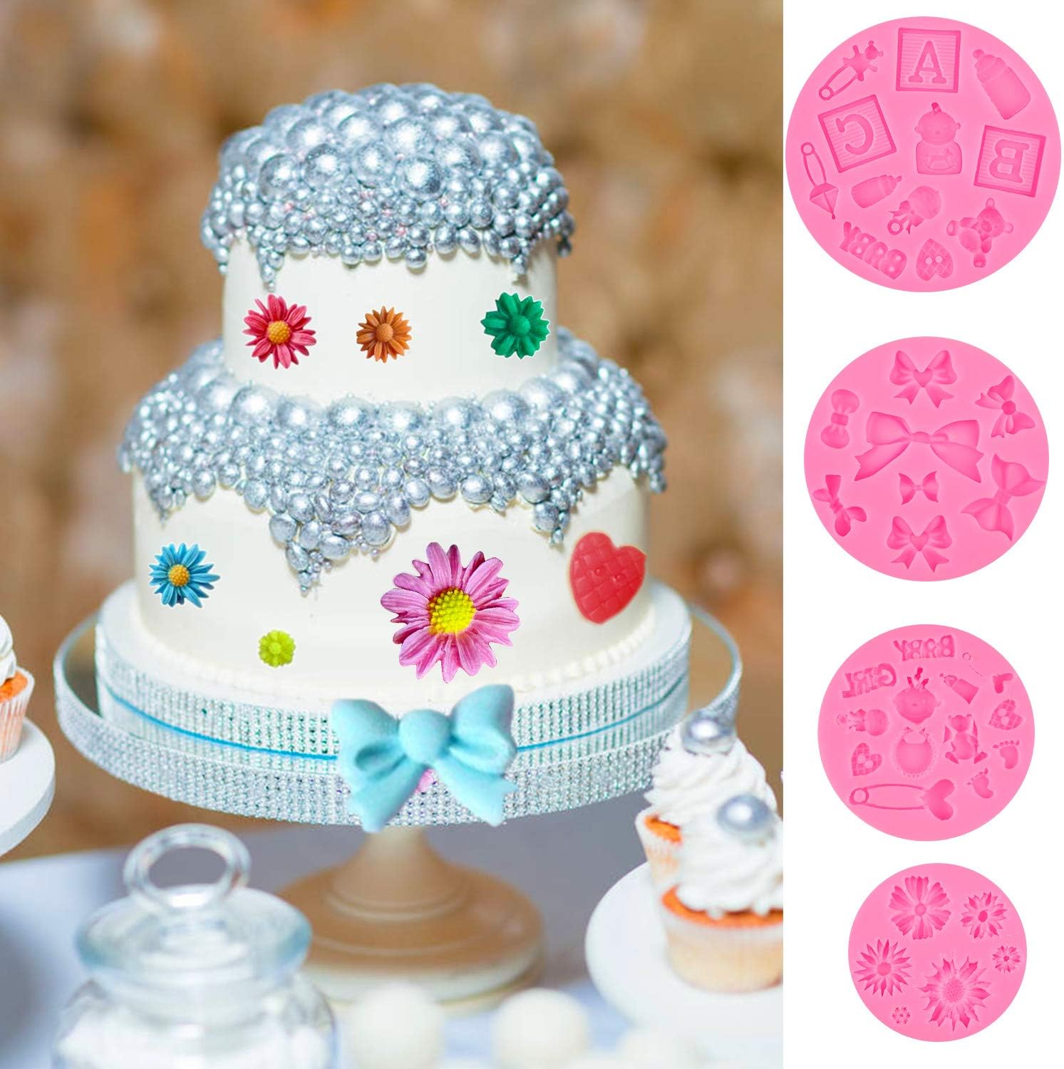 Cuisine Et Maison 4 Abc Bebe Filles Bricolage Moule En Silicone Pour Gateau Bonbon Chocolat Glacon Fondant Muffin Gelee Coeur Fleur Noeud Papillon Pied 3d Moules Forme Reutilisables Pour Anniversaire Douche De