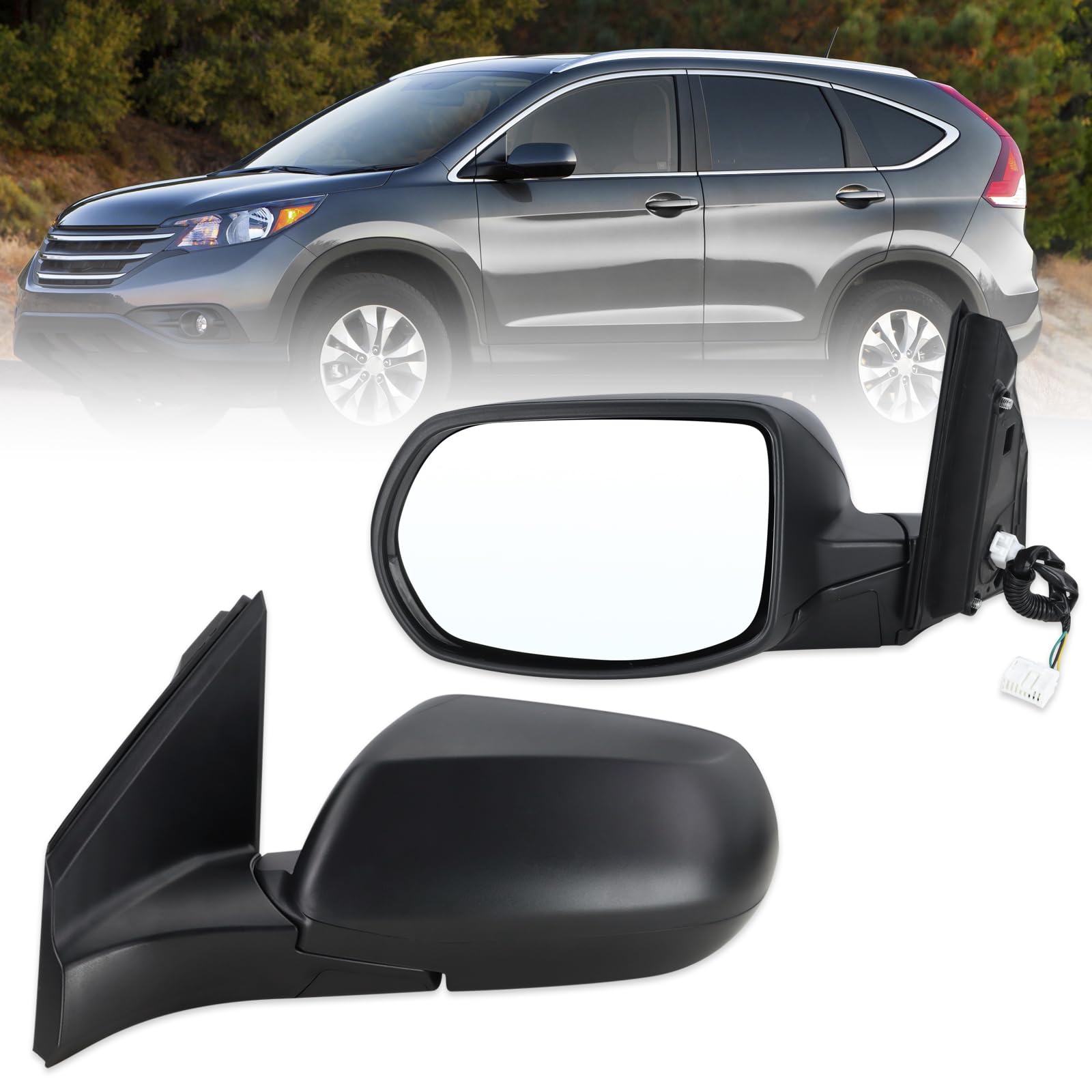 Photo 1 of Lqito Left Driver Side Mirror Compatible With 2012 2013 2014 2015 2016 Honda CRV CR-V With Manual Folding Power Glass Black Replace#76258-T0A-A11(3Pins)