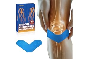 BRETAPE Kinesiology Tape – Waterproof and Hypoallergenic Athletic Tape for Muscle Support, Knee, Shoulder, and Ankle, 20 Strips (V-Form)