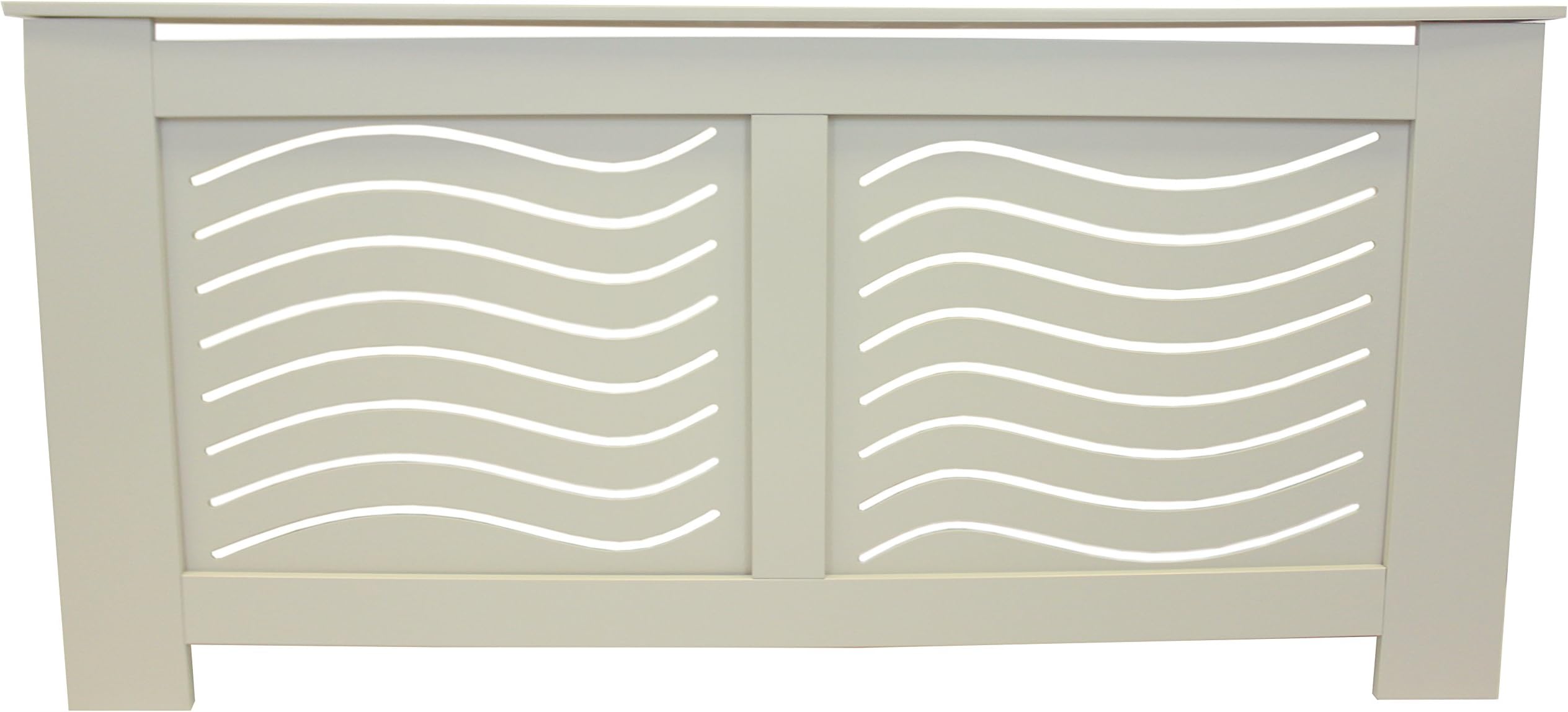 Jack Stonehouse Grey Green Painted Modern MDF Radiator Cover Cabinet with Wave Grill-White, Extra Large