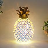 Mercury Glass Pineapple Lamp with Timer.Pineapple decortions Lights,Glass Table lamp,Battery Operated Led Night Light. Pineap