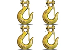 HENBOW 5/16 Clevis Slip Hooks,Trailer Chain Hooks with Safety Latch,5400LBS Work Load Limited Capacity,Yellow Zinc G70 Alloy Forged Steel Tow Grab Hook Heavy Duty for Trailer Truck Transport(4 Pack)