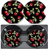 2 Pack Car Coasters for Cup Holders,Cherry Design Car Cup Holder Coasters,2.75
