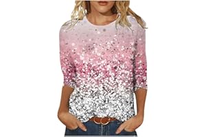 MESSIGAOT Flowy Shirts for Women Summer Casual Tops for Women 3/4 Sleeve Crewneck Cute Shirts Casual Three Guarter Length T Shirt