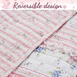 Cozy Line Home Fashions Pink Flower Lace Ruffle
