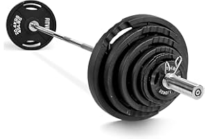 Fitvids Olympic 2-Inch Cast Iron Barbell Set, Including 300 LBS Weight Plates and 7FT Barbell Set, Multiple Packages