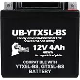 YTX5L-BS 12V 4Ah Battery for GTX5L-BS Battery | Compatible with Honda 5L-BS DTX5L-BS CTX5L-BS CT5L-BS ES5LBS PTX5L-BS ATX5L ET5L - 12 Volt Motorcycle Quad ATV YTX5L