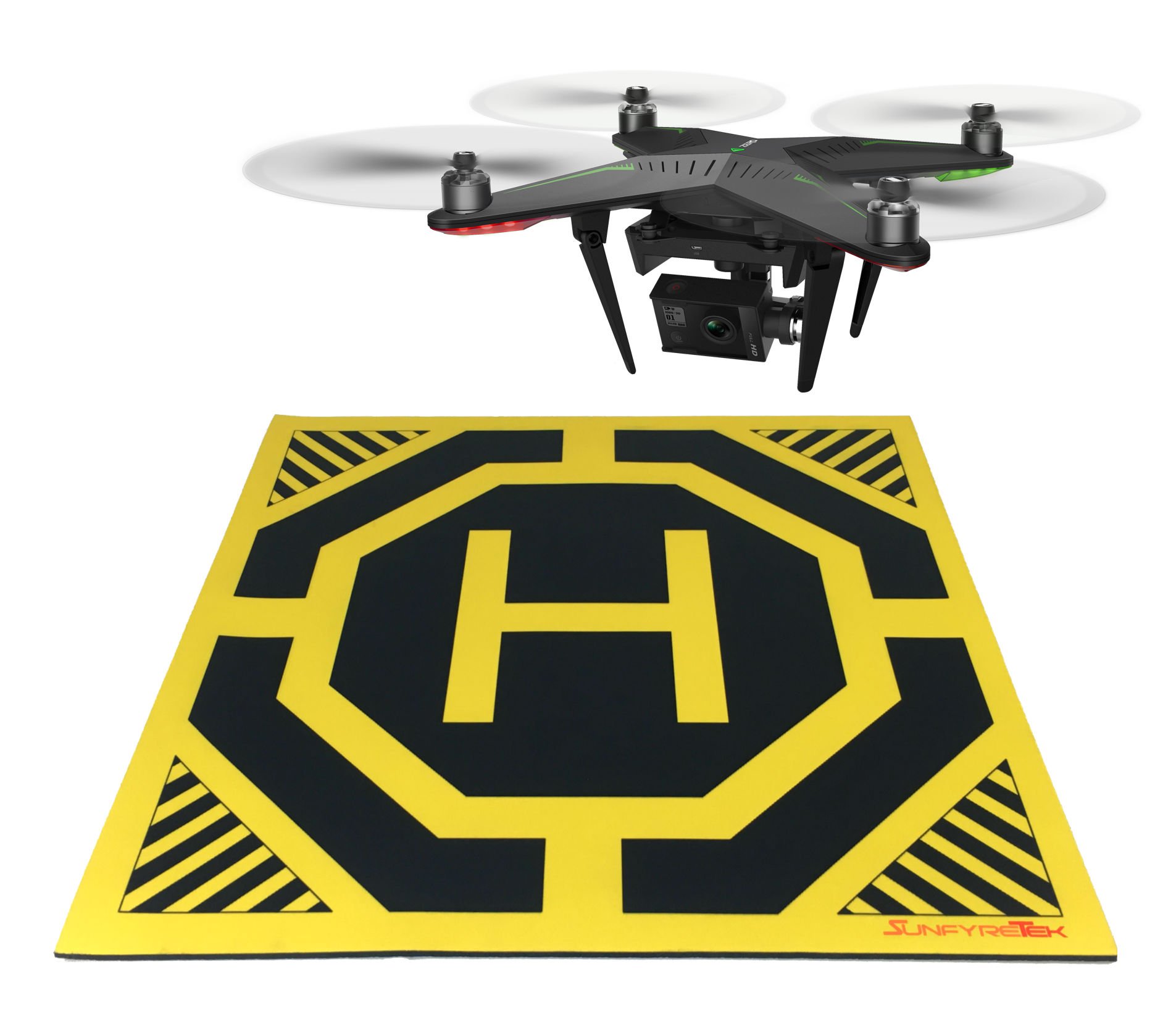 XL Drone, Quadcopter Landing Pad 22" x 22" Highly Visible Design