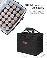 Kollea Black Cool Bag 30 Litre Insulated Cooler Lunch Box with Pockets view 2