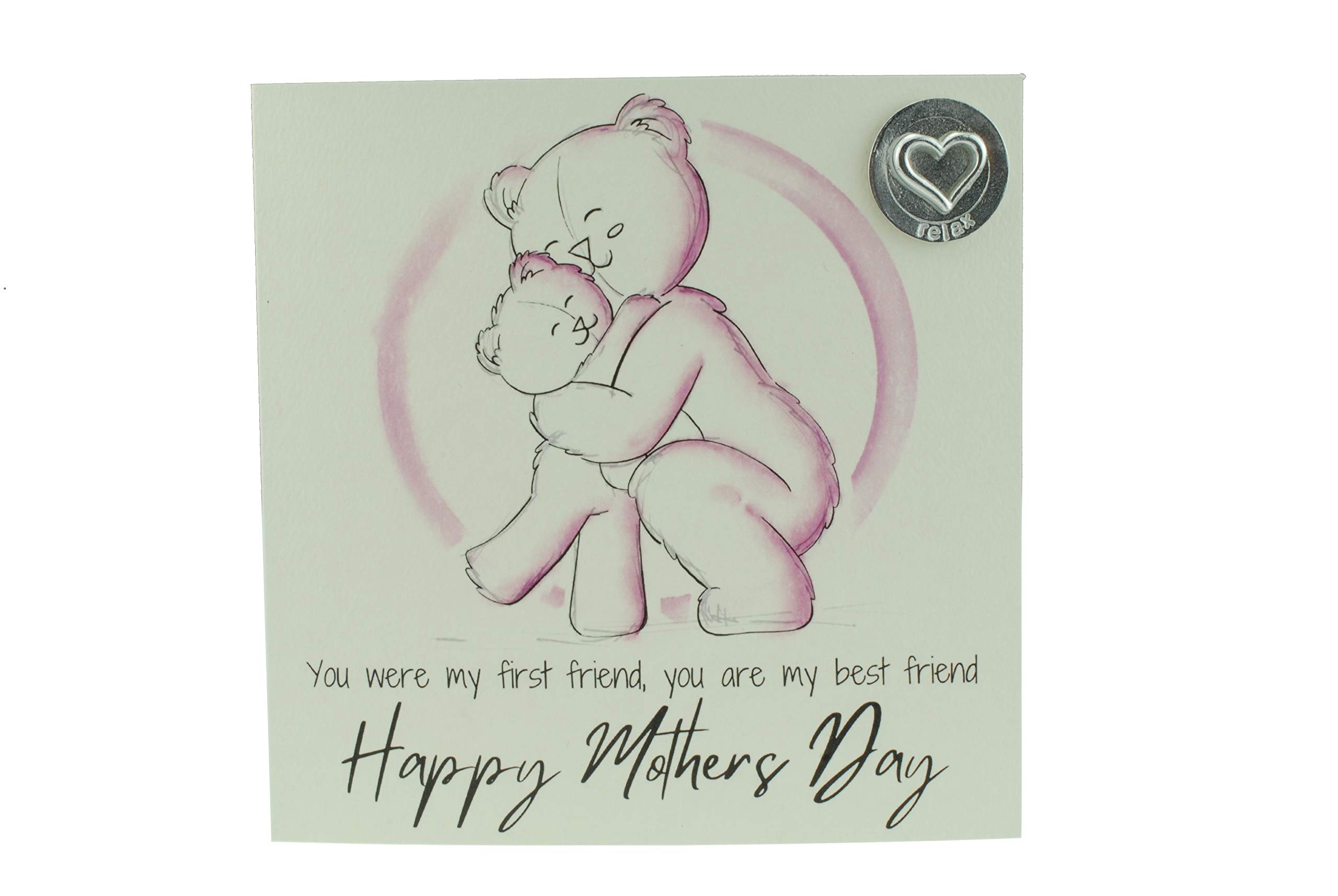 Lovely Mothers Day Card with Adorable Bears Hugging – Includes ‘Relax’ Gift Token (gc-mumhugr)