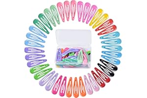 Focenat Colorful Metal Snap Hair Clips, 50Pcs 5CM Kids Barrettes Girls Hair Clips Non-slip Small Hairpins Hair Barrettes Hair