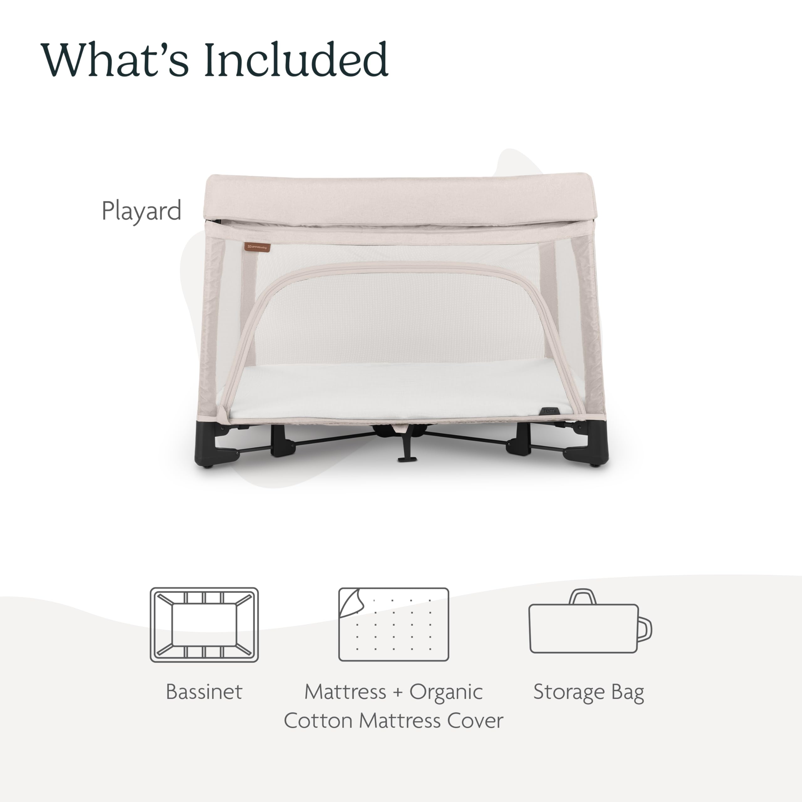 UPPAbaby Remi Playard | Deluxe 3-in-1 Portable Playard, Bedside Bassinet + Travel Crib| Mesh Bassinet, Mattress, Organic Cotton Mattress Cover + Storage Bag Included | Charlie (Sand Mélange)