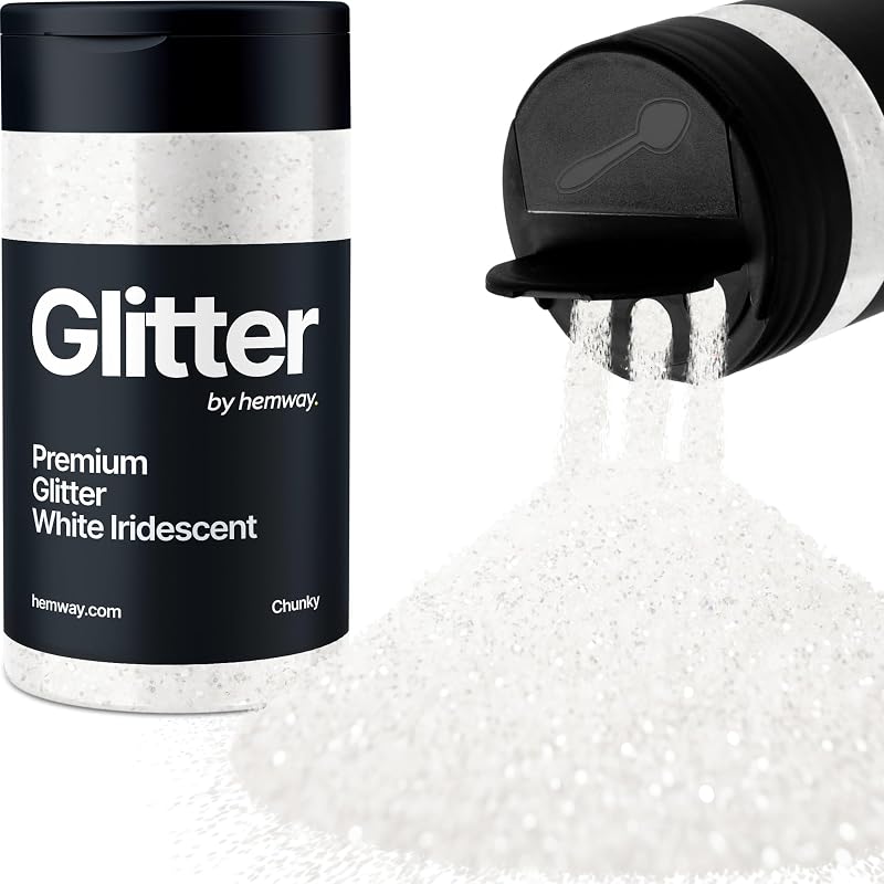Hemway White Iridescent Glitter Shaker 130g Chunky Flake Resin Epoxy Crafts