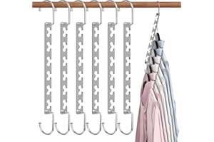SINDAX Space Saving Hangers for Clothes 6 Pack, Sturdy Metal Hangers Wardrobe Organizer, Magic Cascading Hanger, Closet Space Saver Closet Organizers and Storage