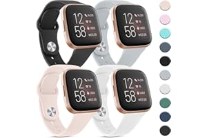 Mugust Silicone Bands Compatible with Fitbit Versa 2 / Fitbit Versa/Versa Lite/Versa SE, Classic Soft Straps Replacement Spor