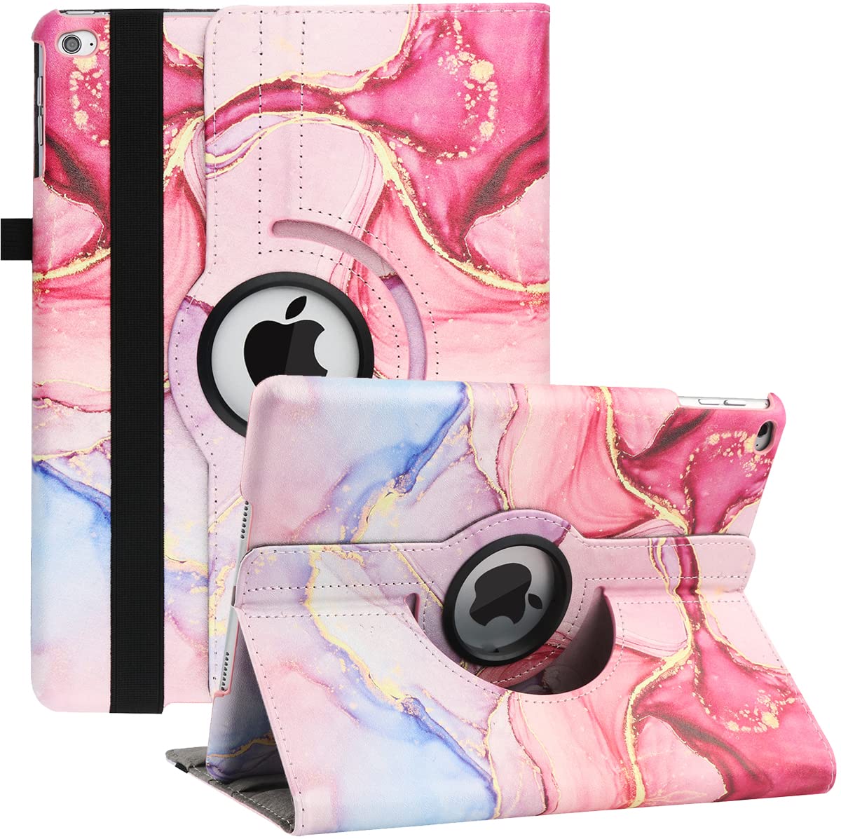 Case for ipad Air 2/Air 1/iPad 9.7 Inch 2018/2017(5th/6th generation), 360 Degree Rotating Multi-Angle Viewing Folio Stand Cases with Auto Sleep/Wake (Pink Marble)