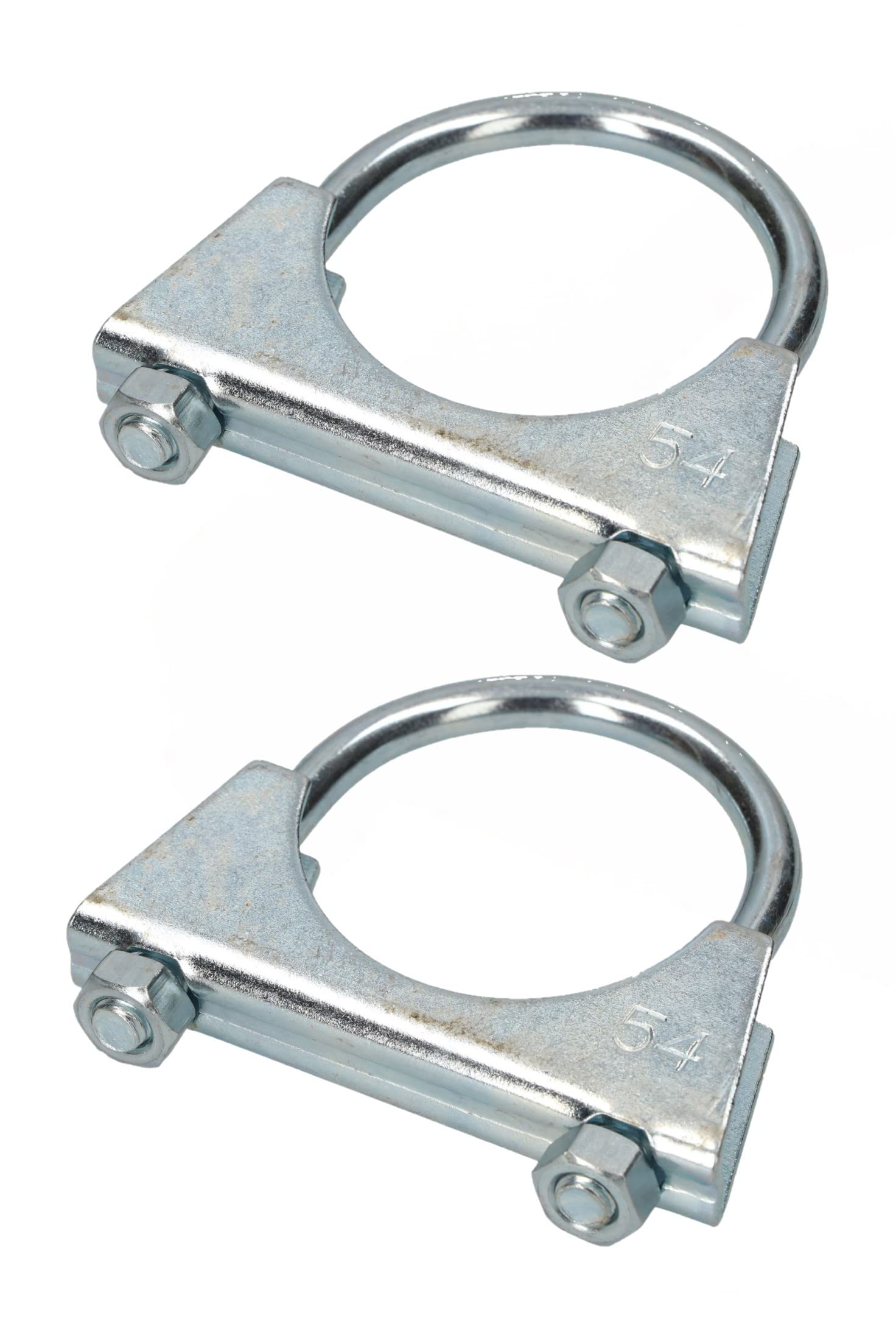 KOTARBAU® Set of 2 U-bolt bracket clamps, 54 mm, exhaust clamp, pipe clamp, U-bolt for mounting antennas, pipes, masts, universal clamp for pipe connections