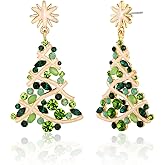 TOVABA Christmas Earrings for Women, Cute Christmas Tree Earrings Dainty Gold Plated Reindeer Snowflake Light Bulb Dangle Earrings Hypoallergenic Xmas Earrings Trendy Chirstmas Jewelry for Women