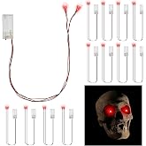 Xuhal 12 Pcs Halloween Glowing LED Eye Light, Red | Red Glowing Eye Lights for Skeleton 24'' Skull Mask Costume, Battery Not Include, Halloween LED Eye Light, Party Horror Decor