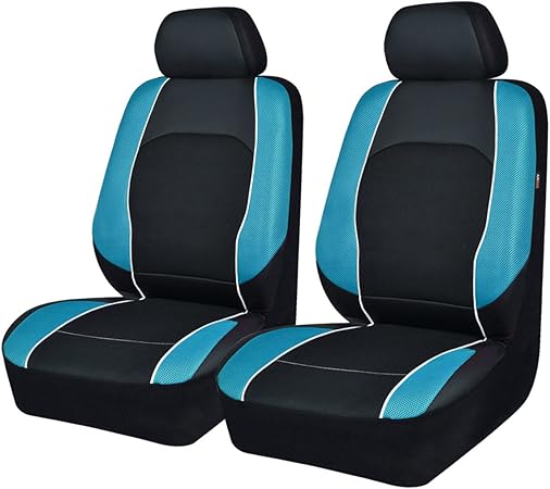 Amazon ユニバーサル車シートカバー 2つのフロント合成レザーエアバッグ 互換性 通気性あり ブルー St 0011us シートカバー 車 バイク