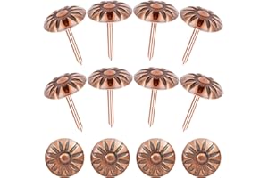 Haomian 500 Pcs Tacks for Furniture, 5/8“ Vintage Upholstery Nails Decorative Tack, Heavy Duty Furniture Tacks for Upholstery, Daisy Sofa Furniture Nails for Wood, Red Copper