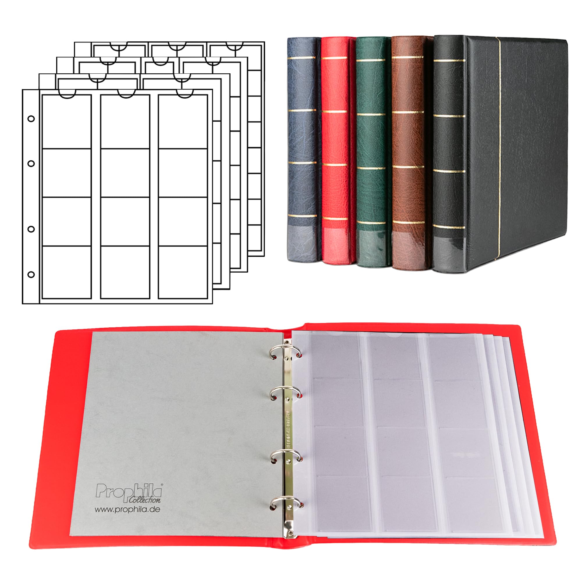 Prophila coin album with 4 Cases for 110 coins red