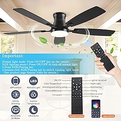 FUMLTP 54inch Ceiling fans with Lights, Low Profile
