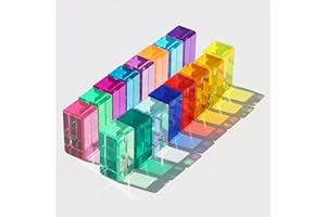 KOAICS Rainbow Crystal Acrylic Strip Blocks Rectangle Stacking Gem Cubes for Kids - 16 Colors Educational Sensory Light Learning Toys (16PCS)