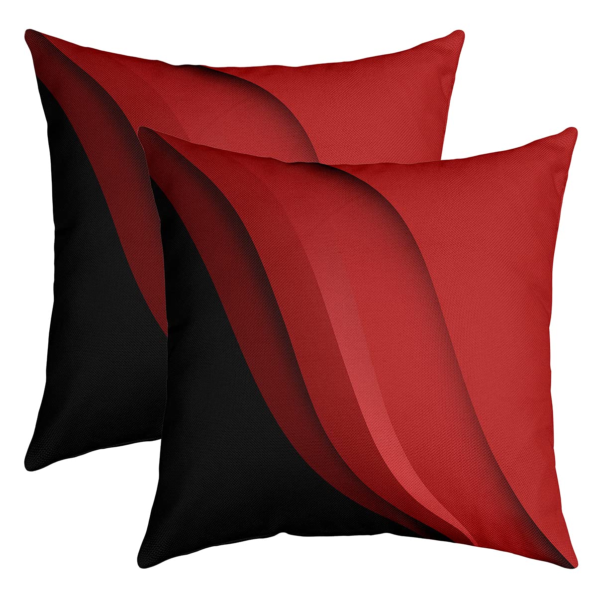 Loussiesd Set of 2 Throw Pillow Covers Geometric Strip Lines Cushion Case for Home Living Room Decor Reversible Modern Abstract Art Red Black Decorative Throw Cushion Case 18x18 Inch