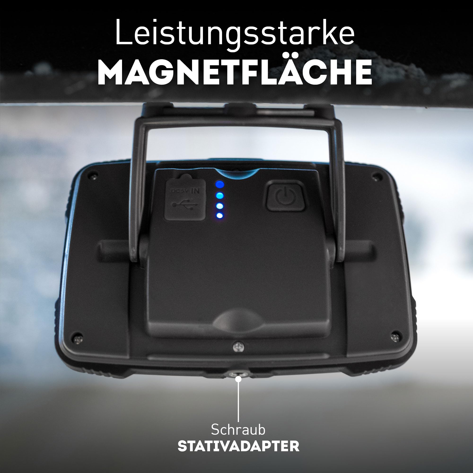 Akku Baustrahler LED, 1600 Lumen magnetisch – USB wiederaufladbare Arbeitsleuchte IP67 wasserdicht – Robuster LED Strahler Akku für Baustelle & Werkstatt – Favour 4