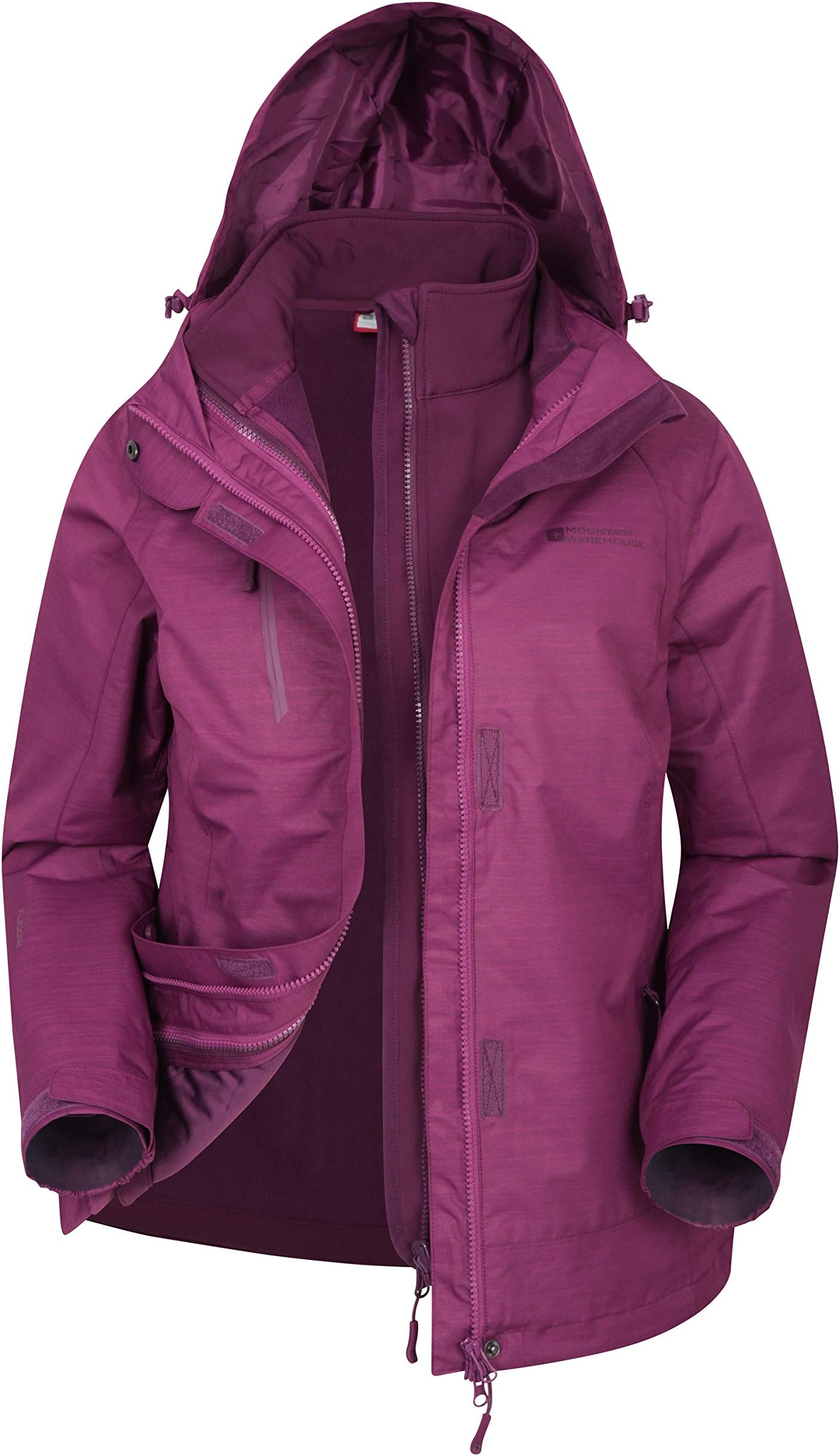 Mountain Warehouse Bracken Melange 3 in 1 Womens Jacket - Waterproof Ladies Rain Jacket, Thermal Tested Ladies Coat, Breathable, Detachable Hood, Adjustable - for Winter