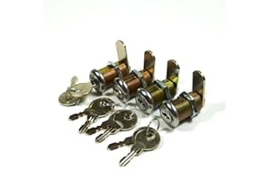 SUZO HAPP 4/Pk 1-1/8" Double Bitted Cam Lock with 6-Disc Tumbler, Keyed Alike with 2 Keys