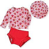 HINTINA Newborn Baby Girl Long Sleeve Swimsuit Bathing Suit with Hat