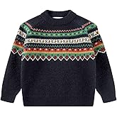 SMILING PINKER Toddler Boys Christmas Sweater Crewneck Long Sleeve Reindeer Santa Snowman Knit Pullover Chunky Top