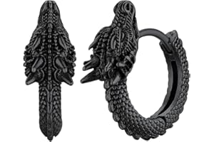 FaithHeart Viking Animals Huggie Hoop Earrings for Men, Gothic Dragon/Snake/Dinosaur/Wolf Earrings Stainless Steel Hypoallergenic Lightweight Stud Earrings Mens Punk Rock Jewelry Gift