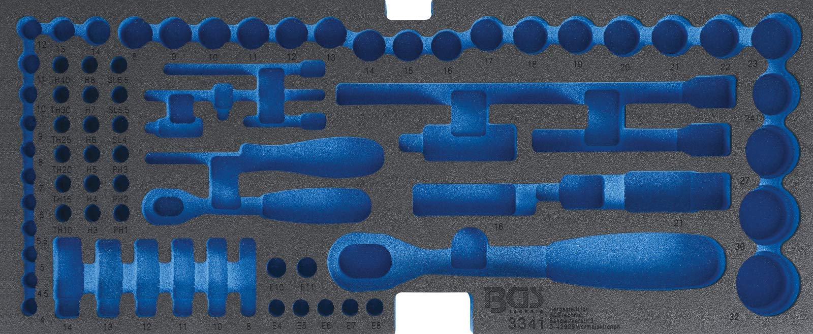 BGS 3341-1 | Foam Tray for BGS 3312, empty: for Socket Set