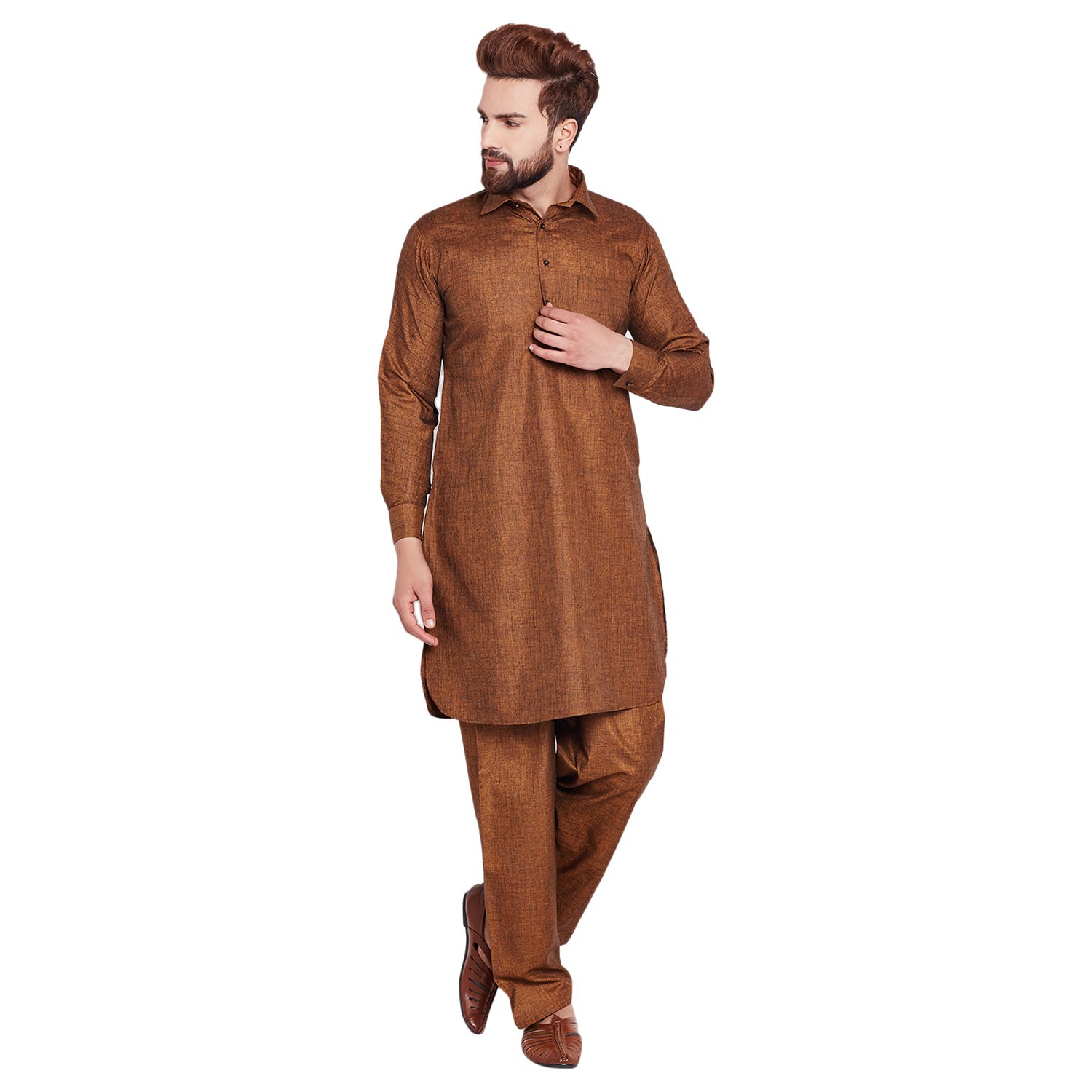 sojanya (since 1958) men's copper cooton blend pathani kurta salwar