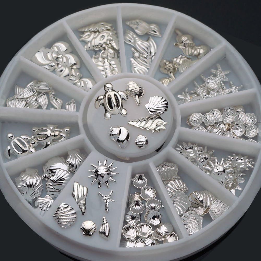 ngratyhJohn Crystals Nail Art Rhinestones£¬ 120 Pcs Women Nail Art Decoration Mini Ocean Accessories Silver Shell Conch