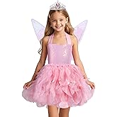 Soyoekbt Fairy Costume for Girls Princess Tutu Dress with Butterfly Wings for Girls Birthday Party Dress Up