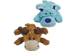 KONG Cozie Marvin The Moose Plush Dog Toy and Medium Cozie Baily The Blue Dog Toy Bundle
