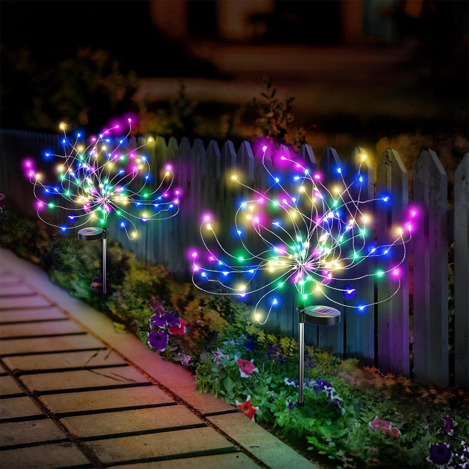 Anordsem Solar Garden Lights Outdoor: DIY Fireworks Lamp Waterproof for Yard Decorative - LED Sparkler Colorful Lighting Patio Porch Decor - Gardening Gifts for Women Wife Grandma