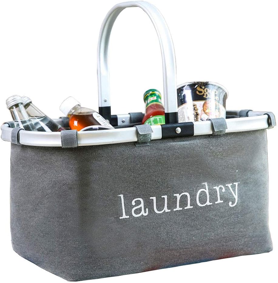 WFORY 20L Collapsible Market Basket, Reusable Grocery Picnic Basket