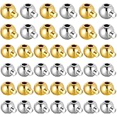 Mabor 40Pcs Crimping Beads for Jewelry Making, Gold & Silver Spacer Jewelry Crimp Beads Metal Stopper Crimp Charms for Bracelet Necklace Ends Accessories