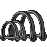 FEGVE D Ring Keychain, Durable D Shape Key Ring for Car keys, Horseshoe Clasp with Screw Shackle -（Load Bearing: 50lb）