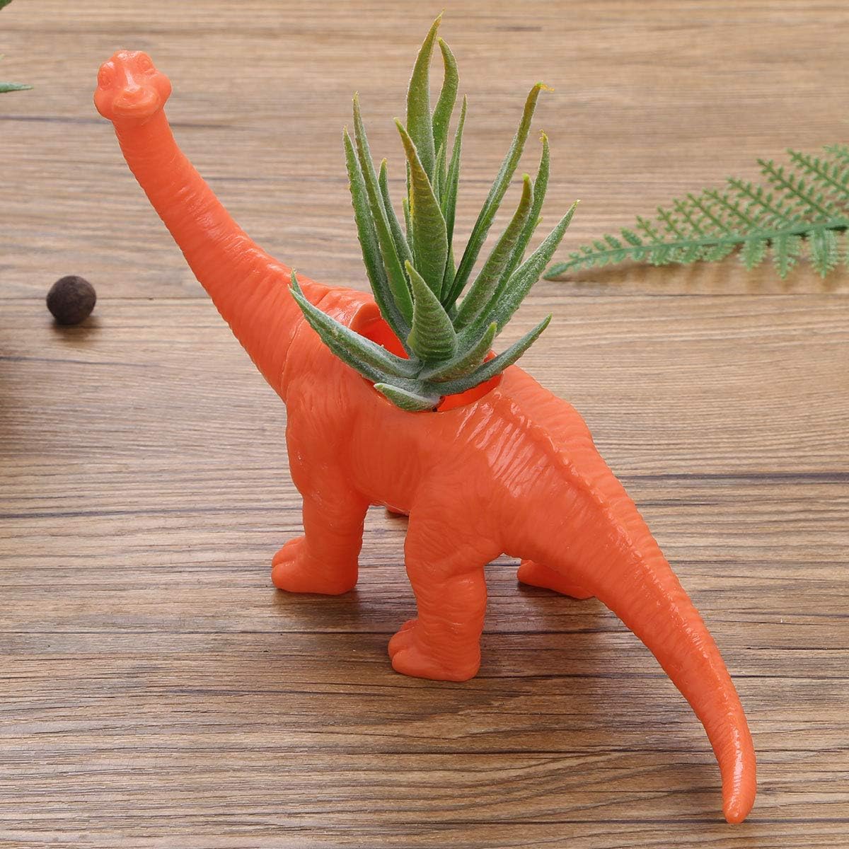 TiaoBug Cute Animal Bonsai Pot Flower Pot Plant Vase Gardening Planter with Drain Hole for Home Office Desktop Decoration Orange Brachiosaurus - Image 3