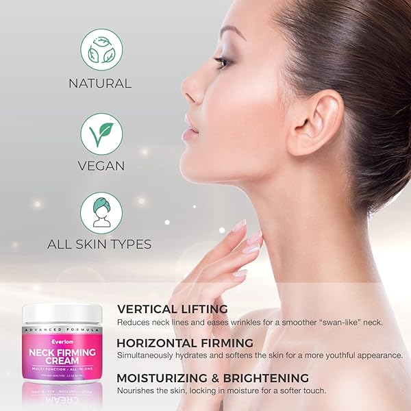 NECK CREAM FOR FIRMING TIGHTENING LIFTING: 65ML ANTI AGING TREATMENT FOR WRINKLES SAGGING SKIN – SUITABLE FOR NECK FACE JAW CHIN THROAT CHEST – FOR WOMEN MEN ADULTS SENIORS DAY NIGHT USE AT HOME WORK