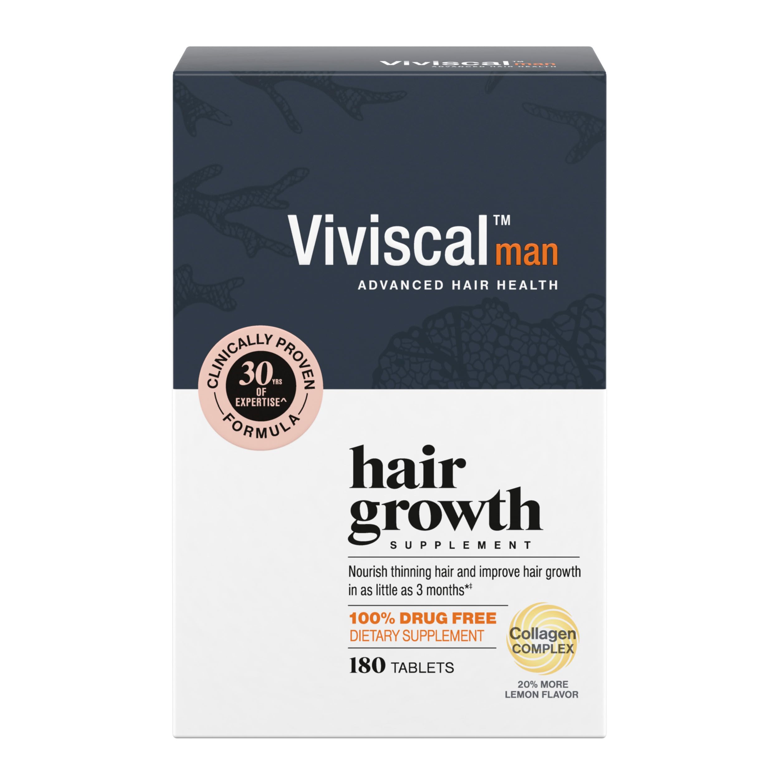 Photo 1 of Viviscal Men's Hair Growth Supplements for Thicker Fuller Hair, Clinically Proven Collagen Complex, 180 Tablets 3 Month Supply