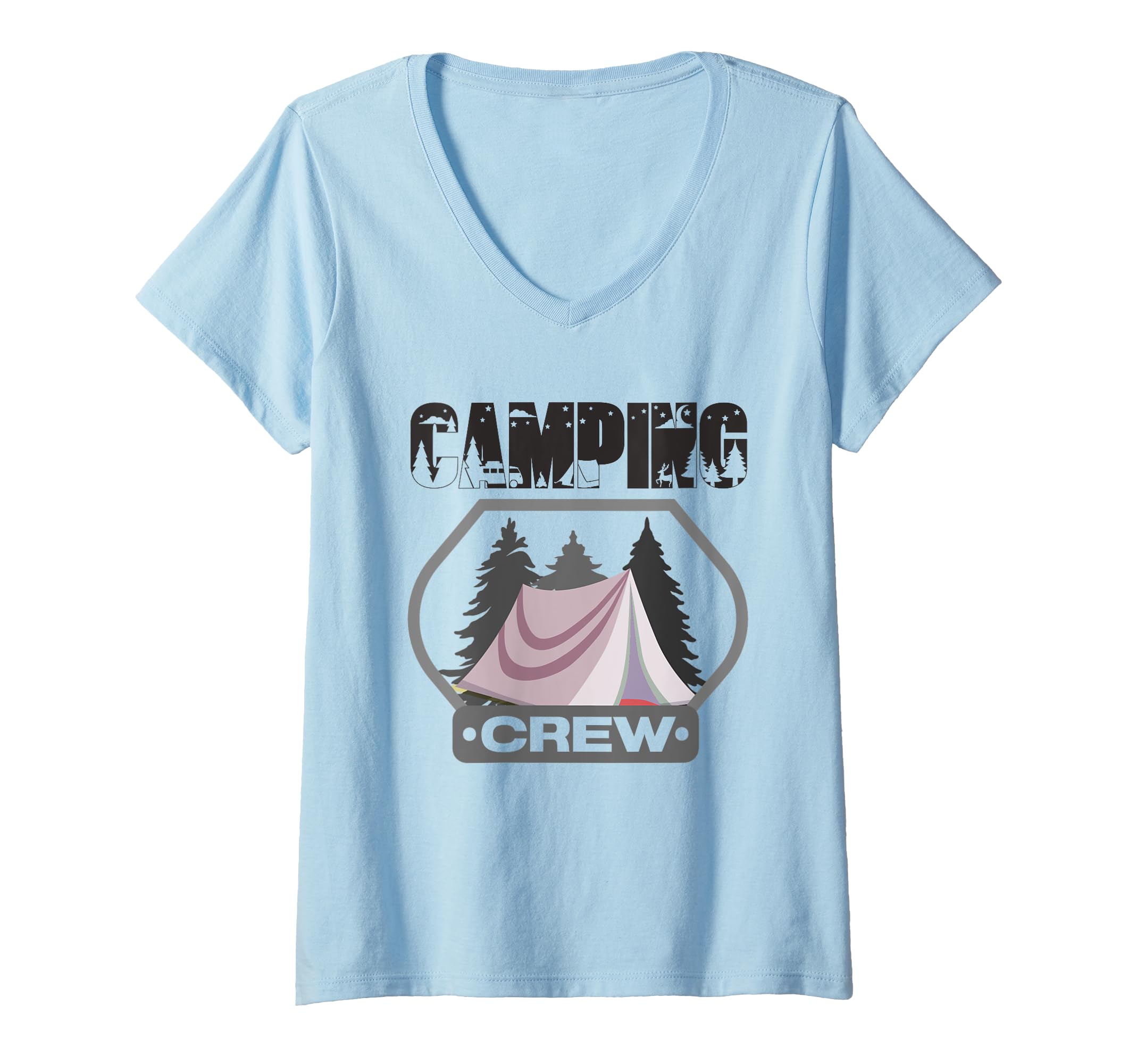 Womens Camping Crew Family Camping Trip Matching Camp Adults Camper V-Neck T-Shirt