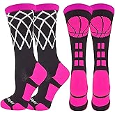 Youper Elite Basketball Socks with Basketball Logo & Net (2 Pairs), Athletic Crew Socks for Men, Boys, Women & Girls